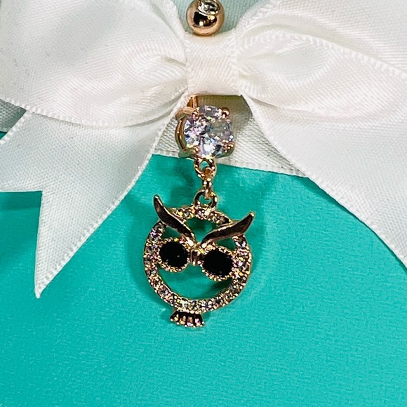 Owl Rose Gold 316 SS Icy AAA CZ Belly Ring Belly Button Ring Jewelry Accessory - Picture 7 of 11